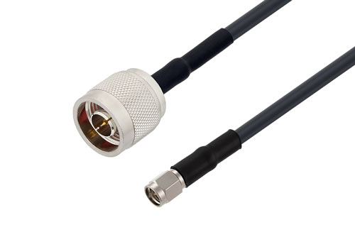 SMA Male to N Male Low Loss Cable Using LMR-195 Coax with HeatShrink, LF Solder