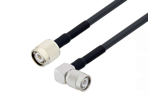 TNC Male to TNC Male Right Angle Low Loss Cable Using LMR-240-UF Coax with HeatShrink