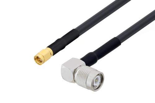 SMA Male to TNC Male Right Angle Low Loss Cable Using LMR-240-UF Coax with HeatShrink