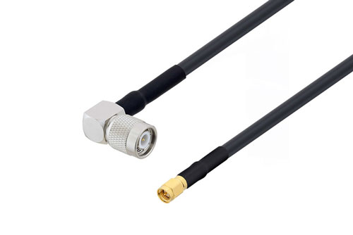 TNC Male Right Angle to SMA Male Low Loss Cable 60 Inch Length Using LMR-240-UF Coax with HeatShrink, LF Solder