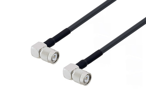 TNC Male Right Angle to TNC Male Right Angle Cable Using LMR-240-UF Coax with HeatShrink