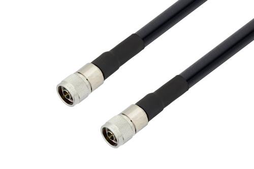 N Male to N Male Low Loss Cable Using LMR-600-DB Coax with HeatShrink, LF Solder