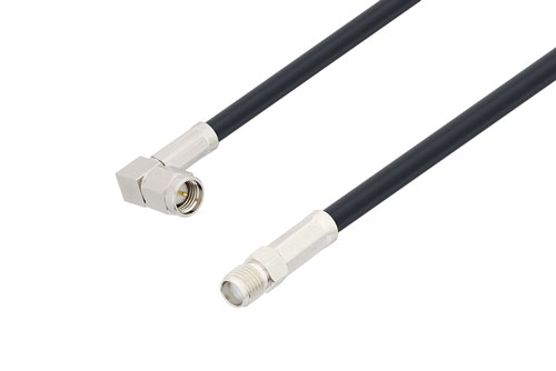 SMA Male Right Angle to SMA Female Low Loss Cable Using LMR-195 Coax