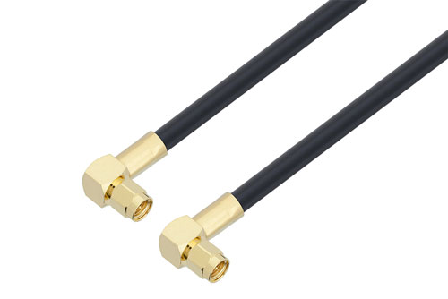 SMA Male Right Angle to SMA Male Right Angle Low Loss Cable 12 Inch Length Using LMR-240-UF Coax , LF Solder