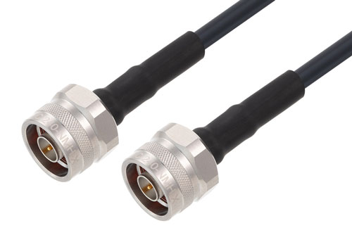 N Male to N Male Low Loss Cable Using LMR-240-UF Coax With Times Microwave Components , LF Solder