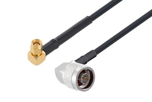 SMA Male Right Angle to N Male Right Angle Low Loss Cable Using LMR-200 Coax with HeatShrink