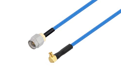 SMA Male to Mini SMP Female Right Angle Cable Using PE-P086 Coax