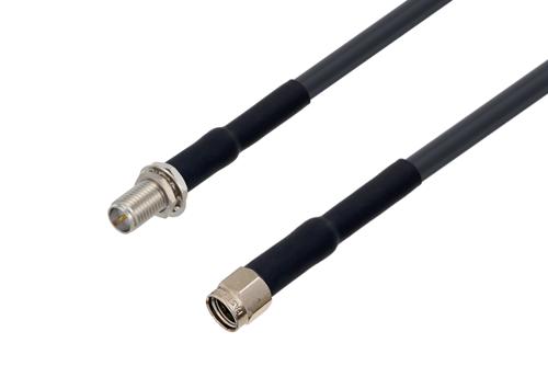 Reverse Polarity SMA Jack Bulkhead to Reverse Polarity SMA Plug Low Loss Cable Using LMR-195 Coax with HeatShrink