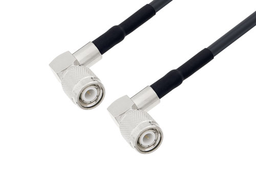 TNC Male Right Angle to TNC Male Right Angle Low Loss Cable Using LMR-195 Coax with HeatShrink