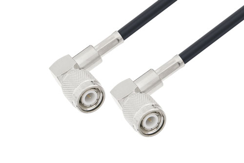 TNC Male Right Angle to TNC Male Right Angle Low Loss Cable Using LMR-195 Coax, LF Solder
