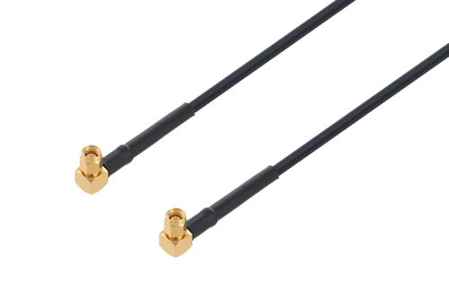 SMA Male Right Angle to SMA Male Right Angle Low Loss Cable Using LMR-200 Coax with HeatShrink and 180 Deg. Clock