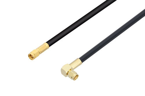 SMA Male to SMA Male Right Angle Low Loss Cable Using LMR-240-UF Coax