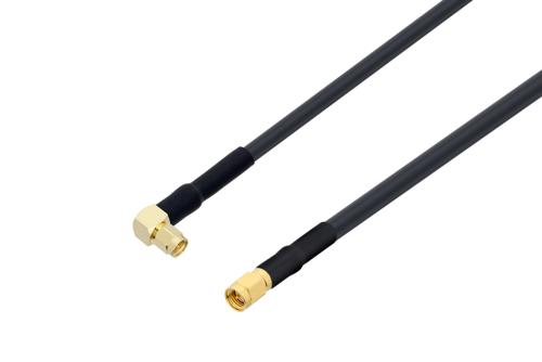 SMA Male Right Angle to SMA Male Low Loss Cable Using LMR-240-UF Coax, LF Solder