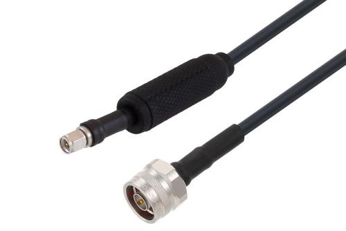 Waterproof IP68 SMA Male (Plug) to N Male (Plug) Low Loss Cable Using LMR-240 Coax with Times Microwave Components