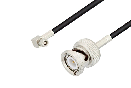 SMC Plug Right Angle to BNC Male Cable 24 Inch Length Using RG174 Coax