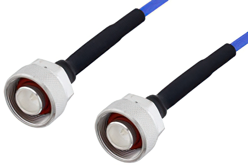 4.1/9.5 Mini DIN Male to 4.1/9.5 Mini DIN Male LSZH Jacketed Low PIM Cable 100 cm Length Using SR402FLJ Low PIM Coax with HeatShrink