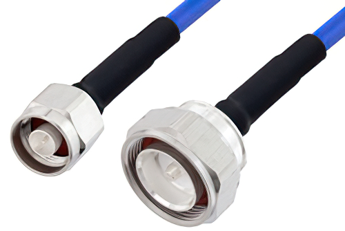 N Male to 7/16 DIN Male LSZH Jacketed Low PIM Cable 200 cm Length Using SR401FLJ Low PIM Coax with HeatShrink, RoHS
