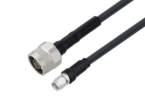 SMA Male to N Male Low Loss Cable Using LMR-240 Coax With Times Microwaves Components with HeatShrink