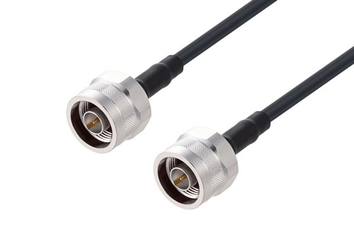 N Male to N Male Low Loss Cable Using LMR-200 Coax with Solderless Times Microwave Components with HeatShrink