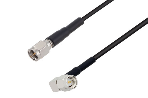 SMA Male to SMA Male Right Angle Low Loss Cable Using LMR-100 Coax