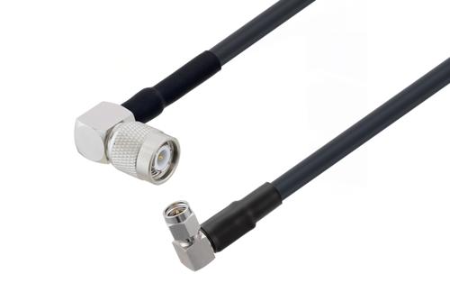 SMA Male Right Angle to TNC Male Right Angle Low Loss Cable Using LMR-240 Coax, LF Solder