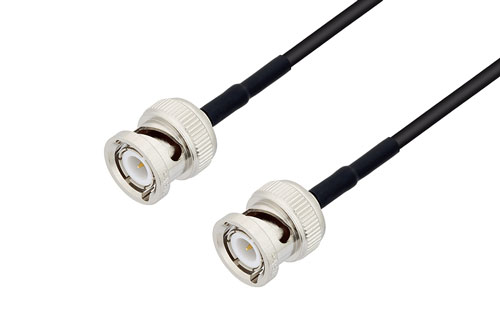 BNC Male to BNC Male Low Loss Cable 100 cm Length Using LMR-100 Coax with HeatShrink, LF Solder
