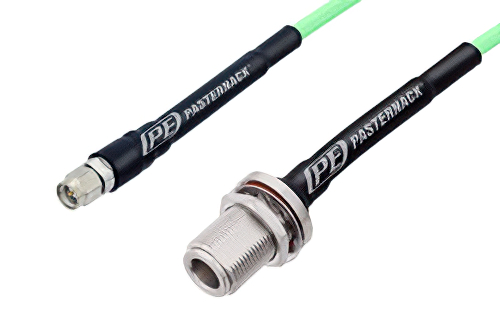 SMA Male to N Female Bulkhead Low Loss Cable Using PE-P142LL Coax, RoHS