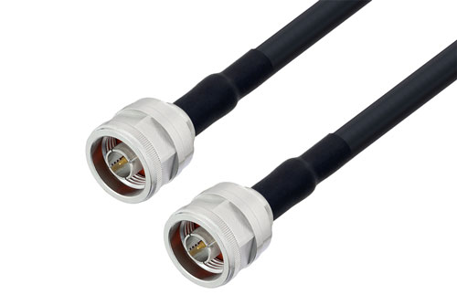 N Male to N Male Low Loss Cable Using LMR-400-DB Coax with HeatShrink, LF Solder