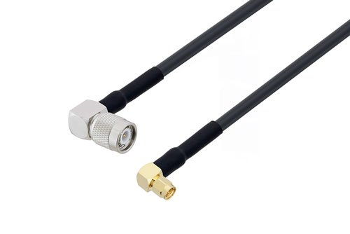 SMA Male Right Angle to TNC Male Right Angle Low Loss Cable Using LMR-240 Coax with Times Microwave Components with HeatShrink