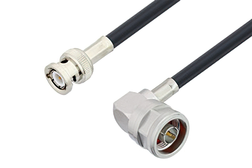 BNC Male to N Male Right Angle Cable Using LMR-240 Coax