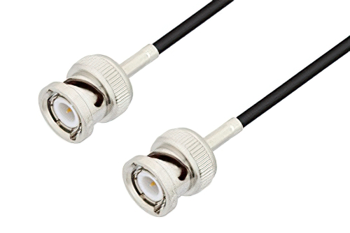 BNC Male to BNC Male Cable 108 Inch Length Using RG174 Coax, LF Solder, RoHS