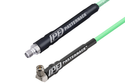 SMA Male Right Angle to SMA Female Low Loss Cable Using PE-P142LL Coax, RoHS
