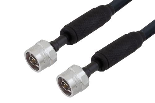 Waterproof IP68 N Male (Plug) to N Male (Plug) Low Loss Cable Using LMR-400 Coax with Times Microwave Components