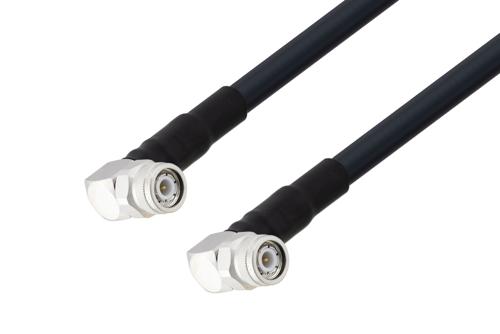 TNC Male Right Angle to TNC Male Right Angle Low Loss Cable Using LMR-400 Coax with HeatShrink