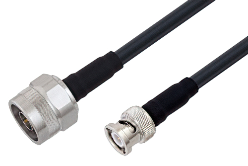 N Male to BNC Male Low Loss Cable 24 Inch Length Using LMR-240-UF Coax