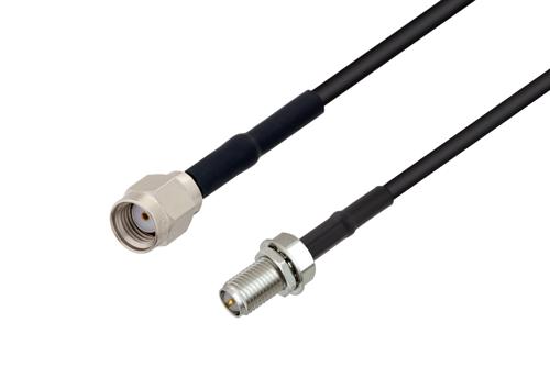 Reverse Polarity SMA Plug to Reverse Polarity SMA Jack Bulkhead Low Loss Cable Using LMR-100 Coax with HeatShrink