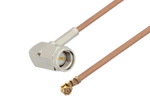 SMA Male Right Angle to UMCX Plug Right Angle Cable Using RG178 Coax