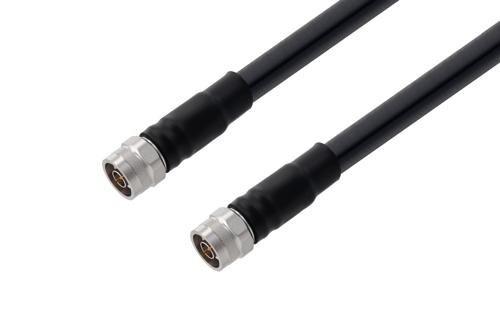 N Male to N Male Low Loss Cable Using LMR-600 Coax with Times Microwave Components with HeatShrink, LF Solder
