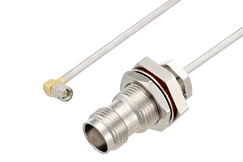 SMA Male Right Angle to TNC Female Bulkhead Cable 60 Inch Length Using PE-SR402AL Coax