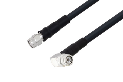 TNC Male to TNC Male Right Angle Low Loss Cable Using LMR-400 Coax with Times Microwave Components