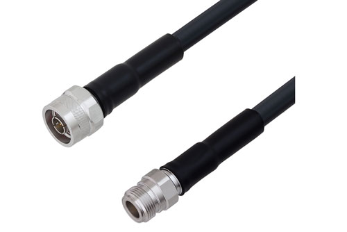 N Male to N Female Low Loss Cable Using LMR-400-UF Coax With Times Microwave Components with HeatShrink