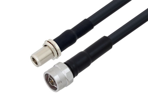 N Male to N Female Bulkhead Low Loss Cable Using LMR-400 Coax with HeatShrink