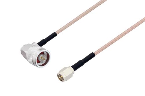 N Male Right Angle to SMA Male Cable Using RG316 Coax with HeatShrink