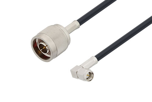 SMA Male Right Angle to N Male Low Loss Cable Using LMR-195 Coax
