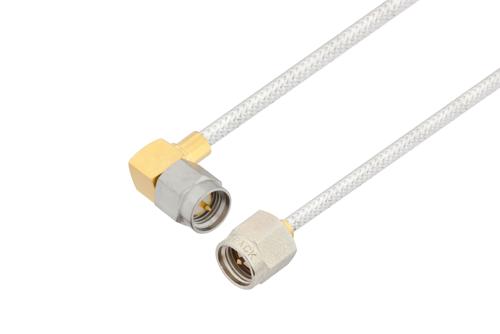 SMA Male to SMA Male Right Angle Cable Using PE-SR405FL Coax