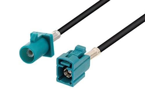 Water Blue FAKRA Plug to FAKRA Jack Low Loss Cable 48 Inch Length Using LMR-100 Coax