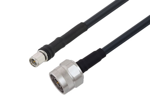 SMA Male to N Male Low Loss Cable Using PE-C240 Coax With Times Microwave Parts with HeatShrink