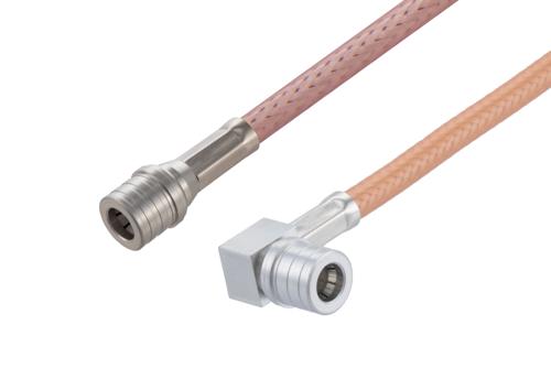 QMA Male to QMA Male Right Angle Cable Using RG142 Coax