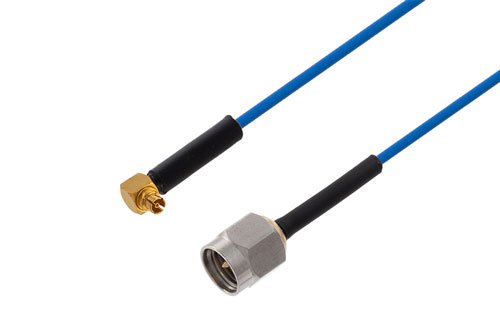 Mini SMP Female Right Angle to SMA Male Cable Using PE-P047 Coax