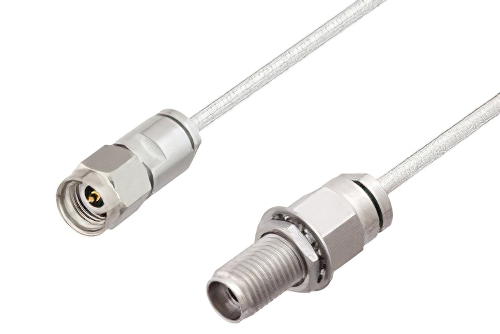 2.92mm Male to 2.92mm Female Bulkhead Cable Using PE-SR405FL Coax, LF Solder, RoHS